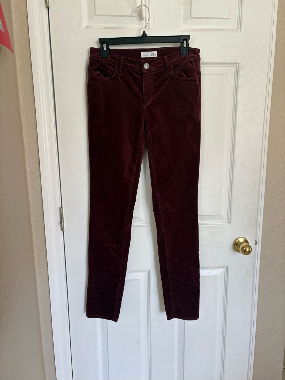 LOFT Burgundy Corduroy Straight Leg Pants Wine Red NWOT